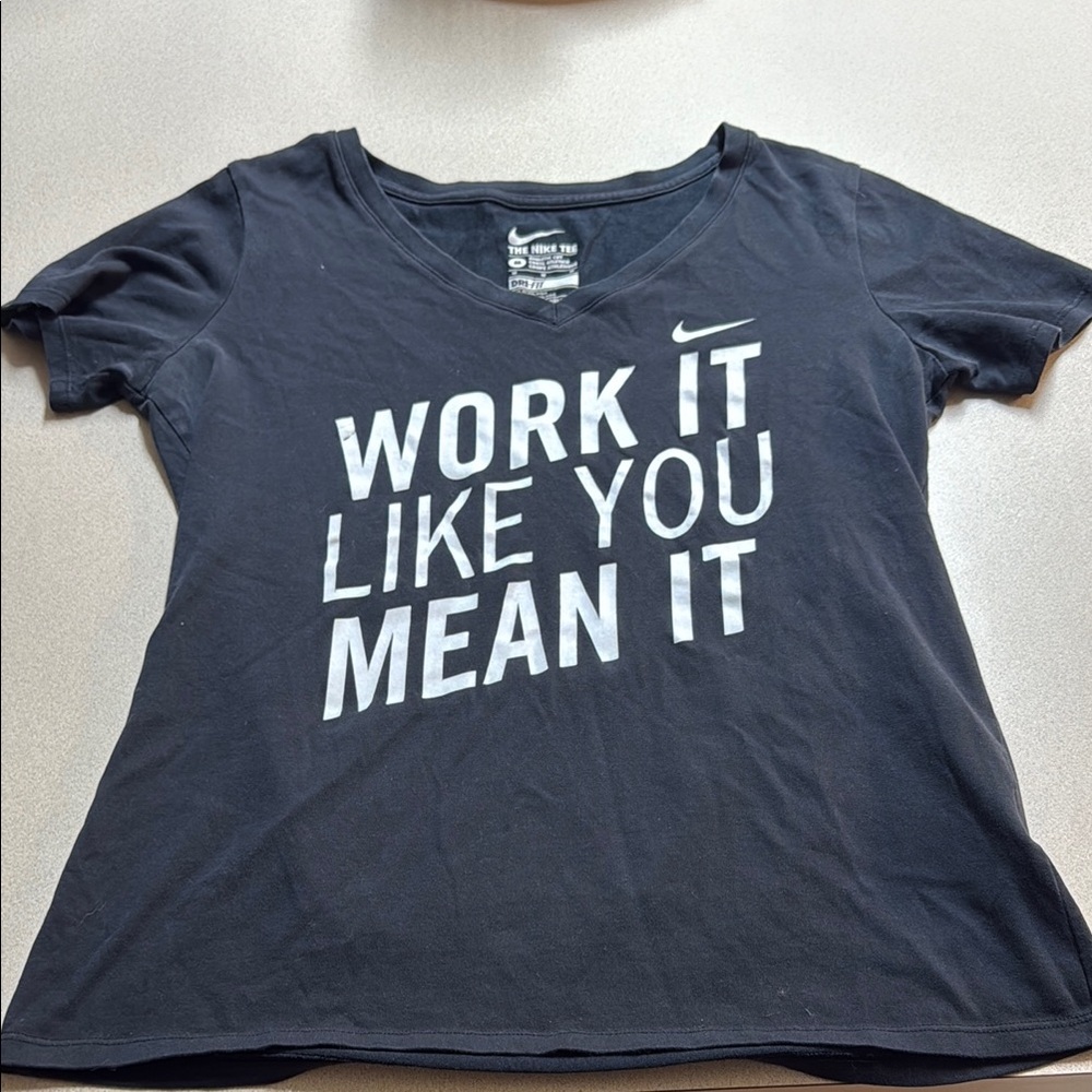 Nike Women's Black Tee with Motivational Print